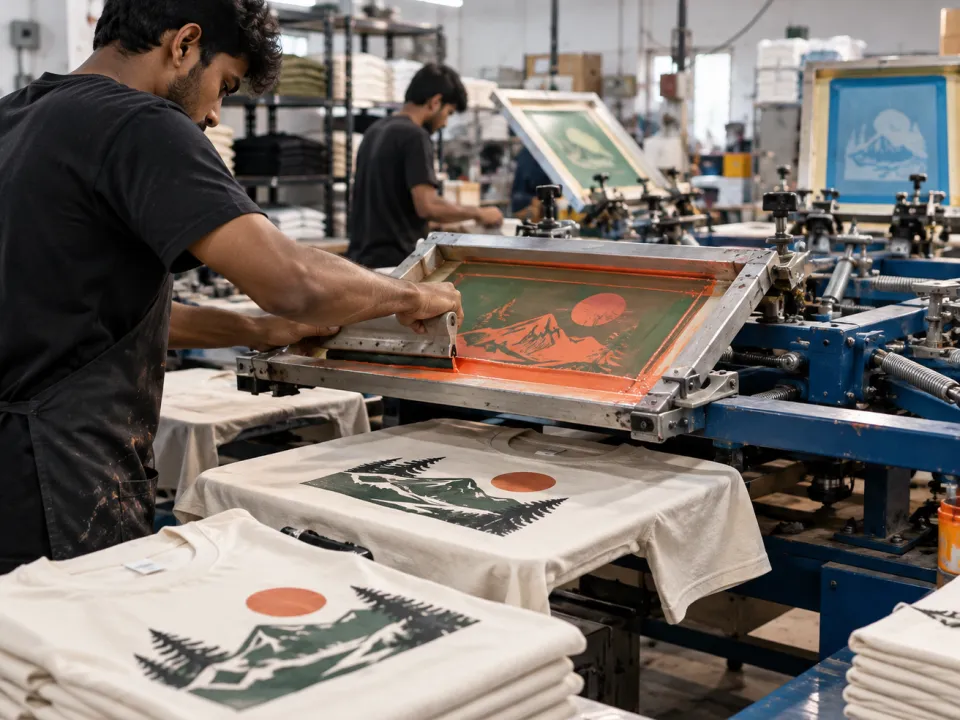 Screen printing bulk run on press
